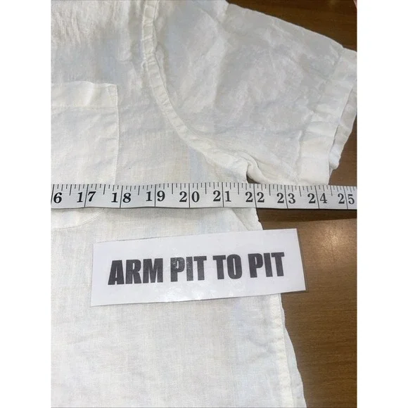 Porter & Ash Shirt Men XL White 100% Linen Short‎ Sleeve - Picture 4 of 8